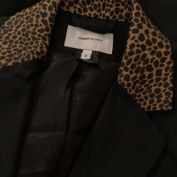NEW! Current Elliott The Calla Blazer Black Cheetah Leopard Trim 0 Party Jacket - Picture 7 of 7